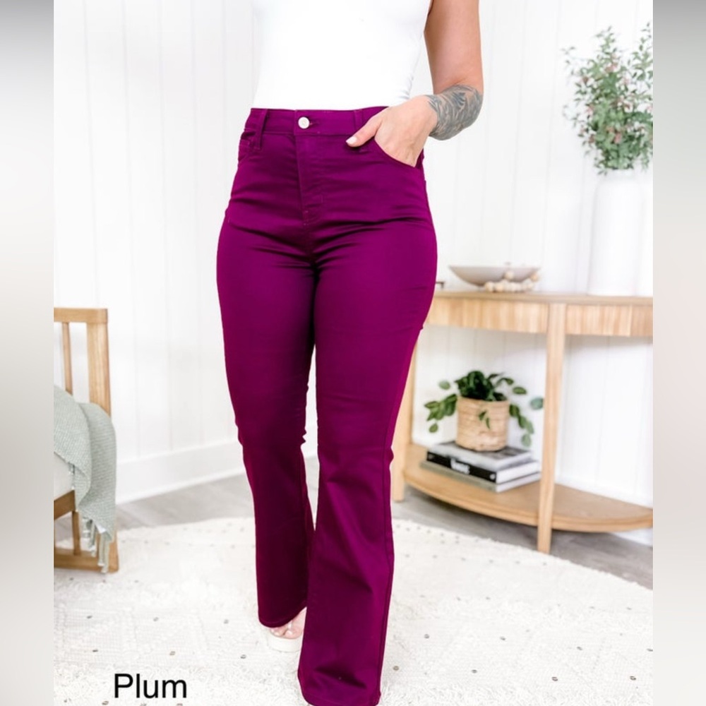 NWT Zenana High-Rise Bootcut Color Denim Pants Plum size L